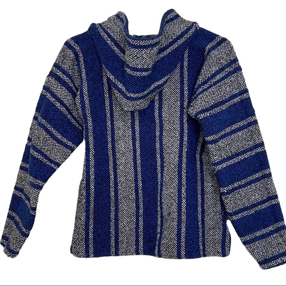 Vintage Chavitos Drug Rug Baja Acrylic Hoodie Pullover Native Tribe Navajo M - Picture 3 of 6